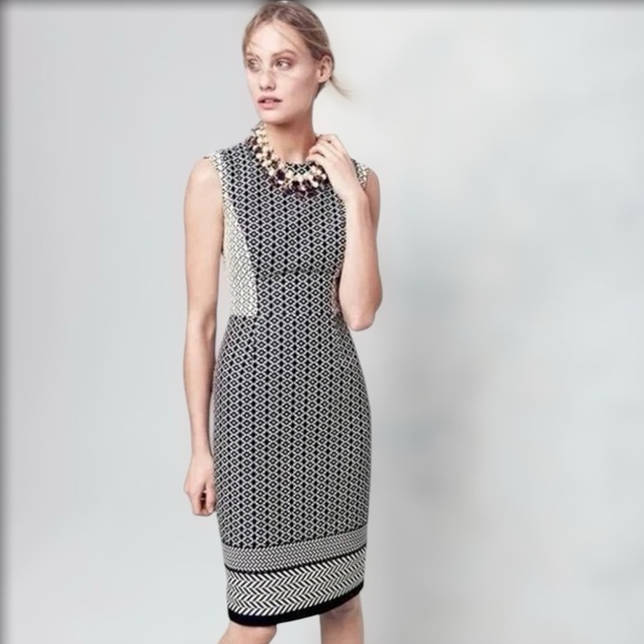 J. Crew Dresses & Skirts - J. CREW  Geometric Panel Shift Dress | Black • Cream | Size 8